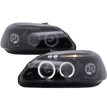 Spec'D Tuning Products - Spec-D 1996-1998 Honda Civic Dual Halo Projector Headlights (Glossy Black Housing/Smoke Lens)