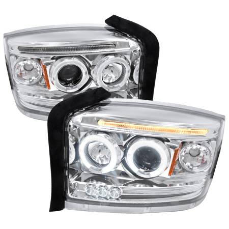 Spec'D Tuning Products - Spec-D 2005-2007 Dodge Dakota Dual Halo Projector Headlights (Chrome Housing/Clear Lens)