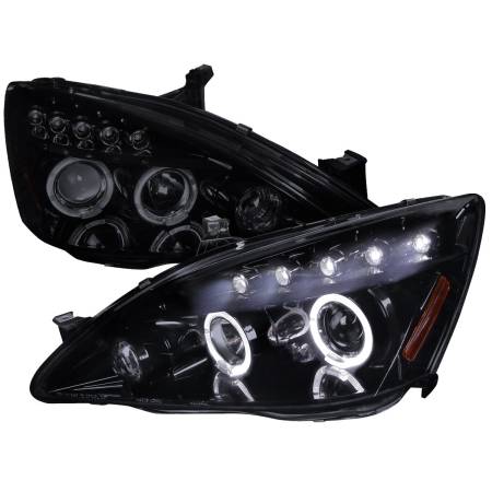 Spec'D Tuning Products - Spec-D 2003-2007 Honda Accord Dual Halo Projector Headlights (Glossy Black Housing/Smoke Lens)