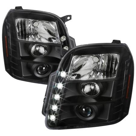 Spec'D Tuning Products - Spec-D 2007-2014 GMC Yukon/Yukon XL 1500/2500 Projector Headlights (Matte Black Housing/Clear Lens)