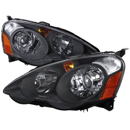 Spec'D Tuning Products - Spec-D 2002-2004 Acura RSX Retro Style Projector Headlights w/ Amber Reflectors (Matte Black Housing/Clear Lens)