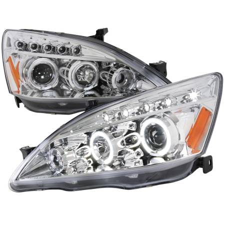 Spec'D Tuning Products - Spec-D 2003-2007 Honda Accord Dual Halo Projector Headlights (Chrome Housing/Clear Lens)