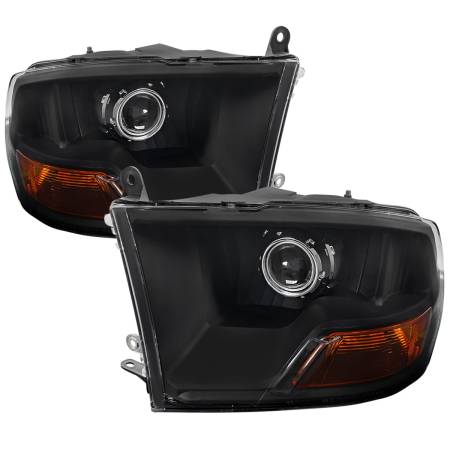 Spec'D Tuning Products - Spec-D 2009-2018 Dodge RAM 1500 / 2019-2021 RAM Classic / 2010-2018 RAM 2500 3500 Retro Style Projector Headlights (Matte Black Housing/Clear Lens)
