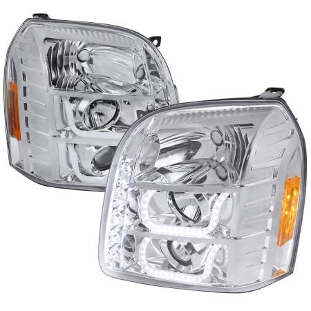 Spec'D Tuning Products - Spec-D 2007-2014 GMC Yukon/Yukon XL 1500/2500 LED U-Bar Projector Headlights (Chrome Housing/Clear Lens)