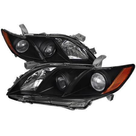 Spec'D Tuning Products - Spec-D 2007-2009 Toyota Camry Projector Headlights w/ Amber Reflectors (Matte Black Housing/Clear Lens)