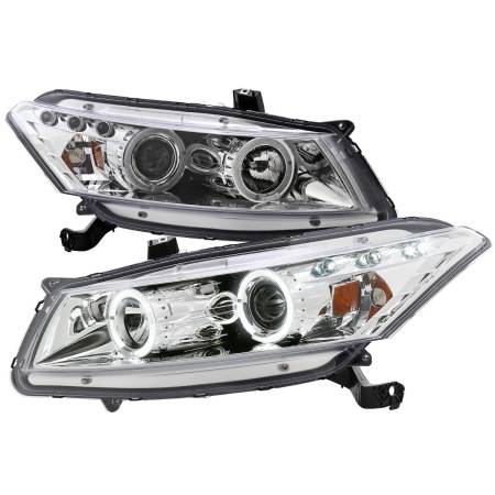Spec'D Tuning Products - Spec-D 2008-2012 Honda Accord Coupe Dual Halo Projector Headlights (Chrome Housing/Clear Lens)