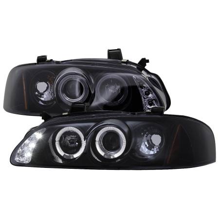 Spec'D Tuning Products - Spec-D 2000-2003 Nissan Sentra Dual Halo Projector Headlights (Glossy Black Housing/Smoke Lens)