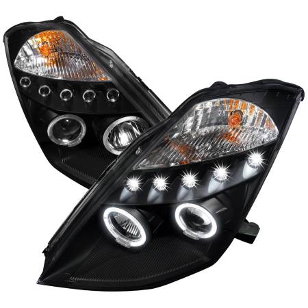 Spec'D Tuning Products - Spec-D 2003-2005 Nissan 350Z Dual Halo Projector Headlights (Matte Black Housing/Clear Lens)