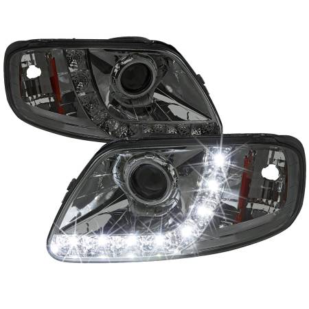 Spec'D Tuning Products - Spec-D 1997-2004 Ford F-150 / 1997-2002 Expedition Projector Headlights w/ SMD LED Light Strip (Chrome Housing/Smoke Lens)