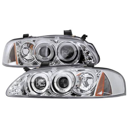 Spec'D Tuning Products - Spec-D 2000-2003 Nissan Sentra Dual Halo Projector Headlights (Chrome Housing/Clear Lens)