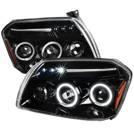Spec'D Tuning Products - Spec-D 2005-2007 Dodge Magnum Dual Halo Projector Headlights (Jet Black Housing/Clear Lens)