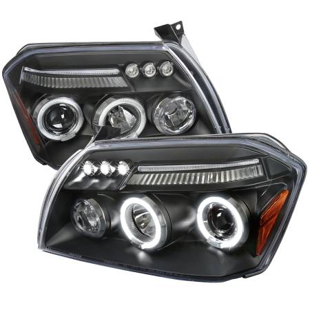 Spec'D Tuning Products - Spec-D 2005-2007 Dodge Magnum Dual Halo Projector Headlights (Matte Black Housing/Clear Lens)