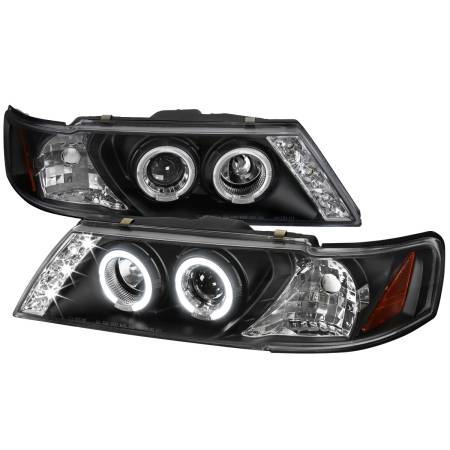 Spec'D Tuning Products - Spec-D 1995-1999 Nissan Sentra/200SX Dual Halo Projector Headlights (Matte Black Housing/Clear Lens)