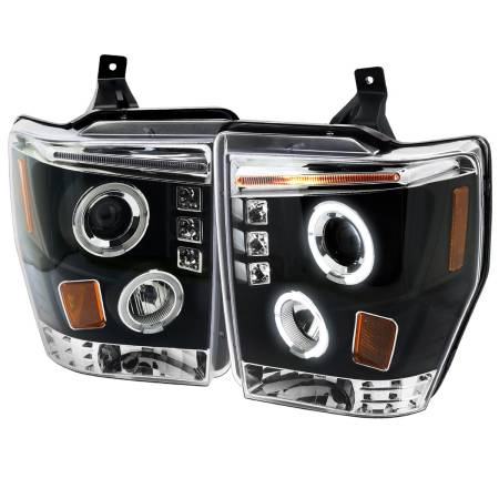 Spec'D Tuning Products - Spec-D 2008-2010 Ford F-250 F-350 F-450 Dual Halo Projector Headlights (Matte Black Housing/Clear Lens)