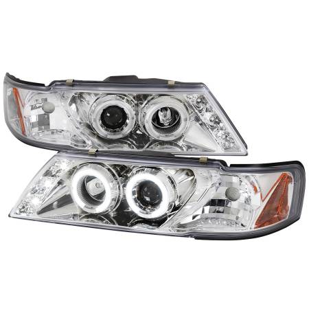 Spec'D Tuning Products - Spec-D 1995-1999 Nissan Sentra/200SX Dual Halo Projector Headlights (Chrome Housing/Clear Lens)