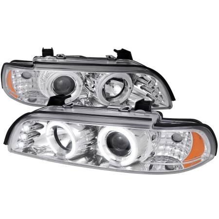 Spec'D Tuning Products - Spec-D 1996-2003 BMW E39 5 Series Dual Halo Projector Headlights (Chrome Housing/Clear Lens)