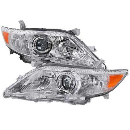 Spec'D Tuning Products - Spec-D 2010-2011 Toyota Camry Projector Headlights w/ Amber Reflectors (Chrome Housing/Clear Lens)