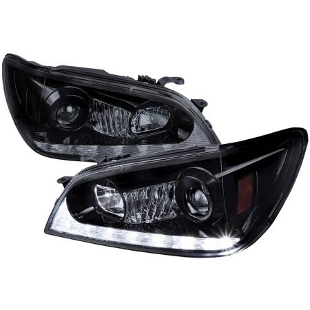 Spec'D Tuning Products - Spec-D 2001-2005 Lexus IS300 Projector Headlights w/ LED Light Strip & LED Turn Signal Lights (Glossy Black Housing/Smoke Lens)