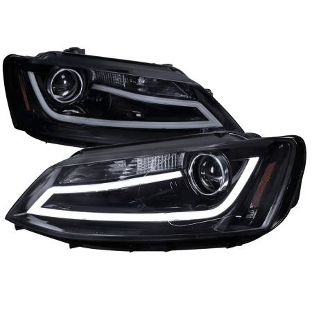Spec'D Tuning Products - Spec-D 2011-2018 Volkswagen Jetta MK6 LED Bar Projector Headlights (Glossy Black Housing/Smoke Lens)