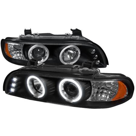 Spec'D Tuning Products - Spec-D 1996-2003 BMW E39 5 Series Dual Halo Projector Headlights (Matte Black Housing/Clear Lens)