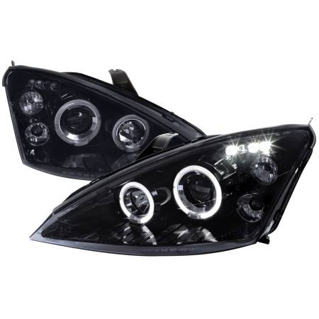 Spec'D Tuning Products - Spec-D 2000-2004 Ford Focus Dual Halo Projector Headlights (Glossy Black Housing/Smoke Lens)