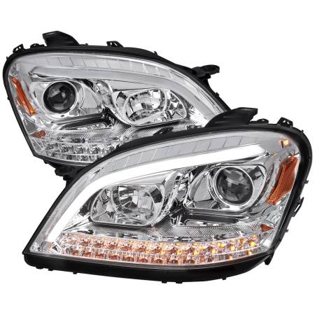 Spec'D Tuning Products - Spec-D 2006-2008 Mercedes Benz W164 ML Class LED Bar Projector Headlights w/ Sequential Turn Signal Lights (Chrome Housing/Clear Lens)