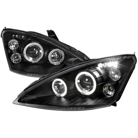 Spec'D Tuning Products - Spec-D 2000-2004 Ford Focus Dual Halo Projector Headlights (Matte Black Housing/Clear Lens)
