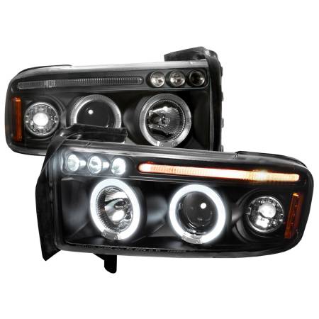 Spec'D Tuning Products - Spec-D 1994-2001 Dodge RAM Dual Halo Projector Headlights (Matte Black Housing/Clear Lens)