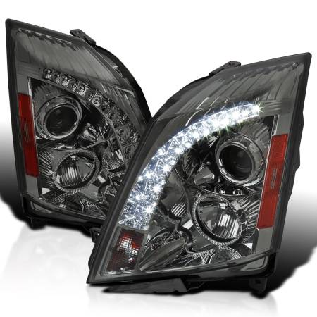 Spec'D Tuning Products - Spec-D 2008-2014 Cadillac CTS SMD LED Light Strip Projector Headlights (Chrome Housing/Smoke Lens)