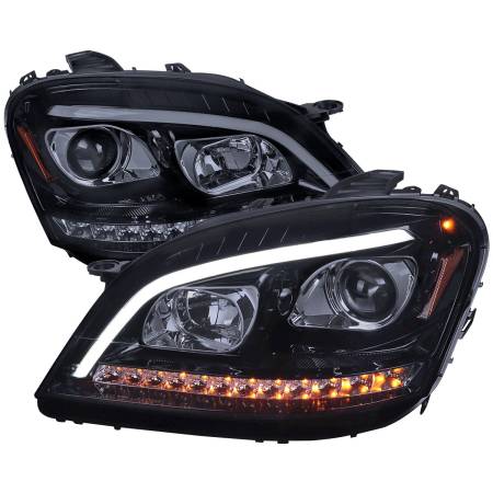 Spec'D Tuning Products - Spec-D 2006-2008 Mercedes Benz W164 ML Class LED Bar Projector Headlights w/ Sequential Turn Signal Lights (Glossy Black Housing/Smoke Lens)