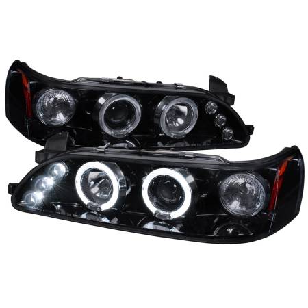 Spec'D Tuning Products - Spec-D 1993-1997 Toyota Corolla Dual Halo Projector Headlights (Glossy Black Housing/Smoke Lens)