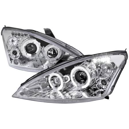 Spec'D Tuning Products - Spec-D 2000-2004 Ford Focus Dual Halo Projector Headlights (Chrome Housing/Clear Lens)