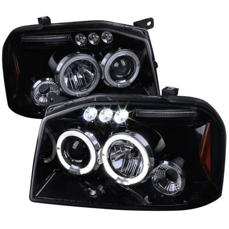 Spec'D Tuning Products - Spec-D 2001-2004 Nissan Frontier Dual Halo Projector Headlights (Glossy Black Housing/Smoke Lens)