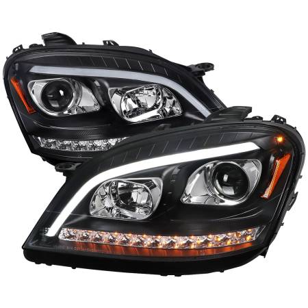 Spec'D Tuning Products - Spec-D 2006-2008 Mercedes Benz W164 ML Class LED Bar Projector Headlights w/ Sequential Turn Signal Lights (Matte Black Housing/Clear Lens)