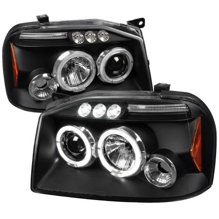 Spec'D Tuning Products - Spec-D 2001-2004 Nissan Frontier Dual Halo Projector Headlights (Matte Black Housing/Clear Lens)