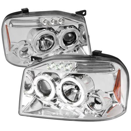 Spec'D Tuning Products - Spec-D 2001-2004 Nissan Frontier Dual Halo Projector Headlights (Chrome Housing/Clear Lens)