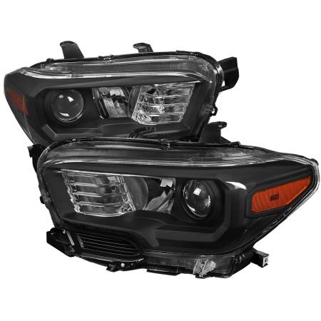 Spec'D Tuning Products - Spec-D 2016-2023 Toyota Tacoma Projector Headlights w/ Amber Reflectors (Matte Black Housing/Clear Lens)