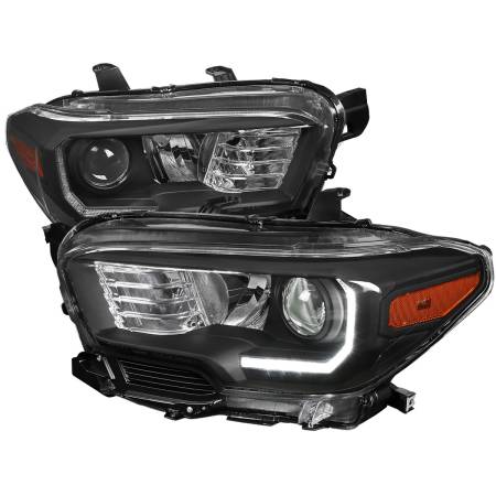 Spec'D Tuning Products - Spec-D 2016-2023 Toyota Tacoma LED Bar Projector Headlight (Matte Black Housing/Clear Lens)