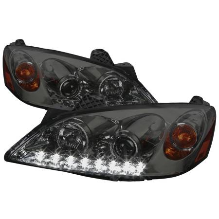 Spec'D Tuning Products - Spec-D 2005-2010 Pontiac G6 Projector Headlights w/ LED Light Strip (Chrome Housing/Smoke Lens)