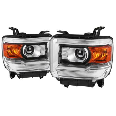 Spec'D Tuning Products - Spec-D 2014-2019 GMC Sierra 1500/2500 HD/3500 HD Projector Headlights (Chrome Housing/Clear Lens)