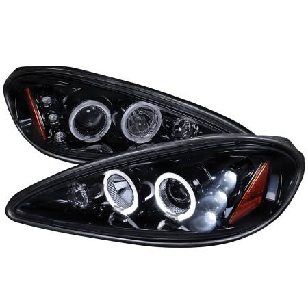 Spec'D Tuning Products - Spec-D 1999-2005 Pontiac Grand AM Dual Halo Projector Headlights (Glossy Black Housing/Smoke Lens)