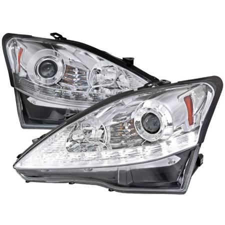 Spec'D Tuning Products - Spec-D 2006-2010 Lexus IS250/IS350 SMD LED Light Strip Projector Headlights (Chrome Housing/Clear Lens)
