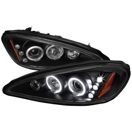 Spec'D Tuning Products - Spec-D 1999-2005 Pontiac Grand AM Dual Halo Projector Headlights (Matte Black Housing/Clear Lens)