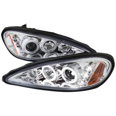 Spec'D Tuning Products - Spec-D 1999-2005 Pontiac Grand AM Dual Halo Projector Headlights (Chrome Housing/Clear Lens)