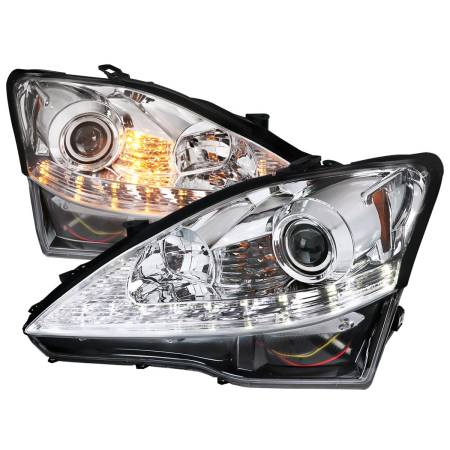 Spec'D Tuning Products - Spec-D 2006-2010 Lexus IS250/IS350 SMD LED Light Strip Projector Headlights w/ Sequential Turn Signal Lights (Chrome Housing/Clear Lens)