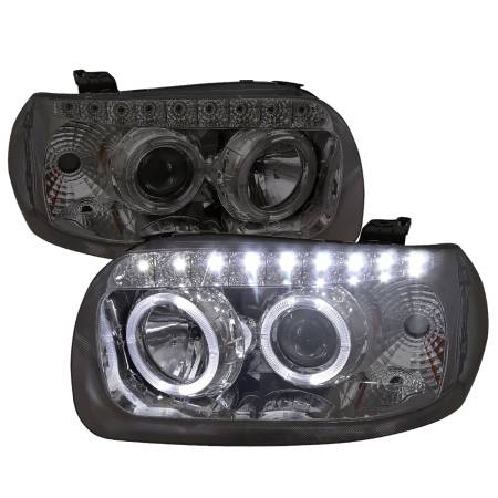 Spec'D Tuning Products - Spec-D 2005-2007 Ford Escape Dual Halo Projector Headlights w/ SMD LED Light Strip (Chrome Housing/Smoke Lens)