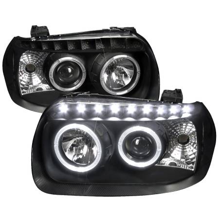 Spec'D Tuning Products - Spec-D 2005-2007 Ford Escape Dual Halo Projector Headlights w/ SMD LED Light Strip (Matte Black Housing/Clear Lens)
