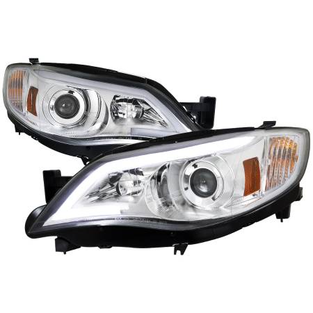Spec'D Tuning Products - Spec-D 2008-2014 Subaru Impreza WRX/ 2008-2011 Outback Sport LED Bar Projector Headlights (Chrome Housing/Clear Lens)
