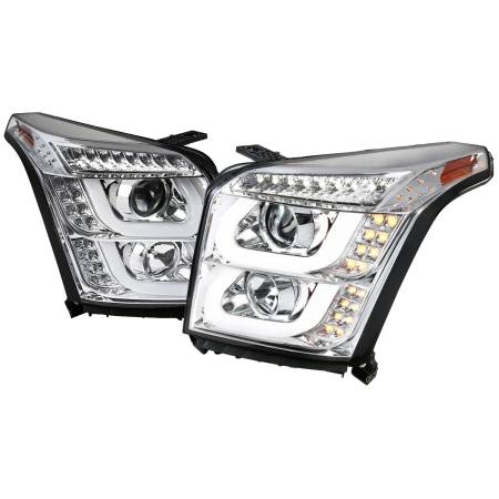 Spec'D Tuning Products - Spec-D 2015-2018 GMC Yukon/Yukon XL LED U-Bar Projector Headlights (Chrome Housing/Clear Lens)
