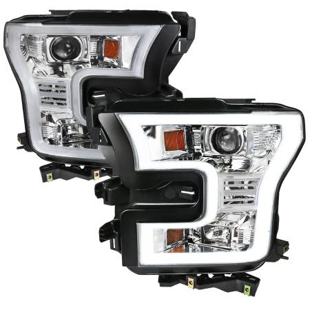 Spec'D Tuning Products - Spec-D 2015-2017 Ford F-150 LED Bar Projector Headlights (Chrome Housing/Clear Lens)